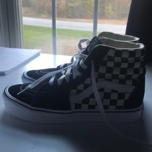 High top checkerboard vans